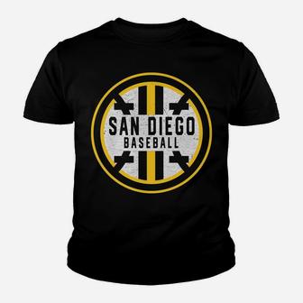 Minimalist San Diego Baseball Badge Design Youth T-shirt | Crazezy