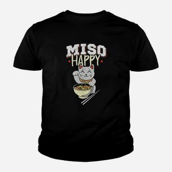 Miso Happy Japanese Food N Cat Lover Pun Youth T-shirt | Crazezy CA