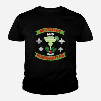 Mistletoe And Margaritas Christmas Funny Gift Youth T-shirt | Crazezy