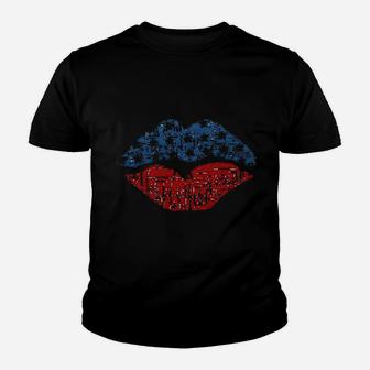 Mnlybaby American Flag Lips Youth T-shirt | Crazezy CA