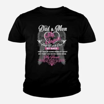 Mom And Dad In Heaven Forever My Angels Memorial Of Parents Youth T-shirt | Crazezy UK