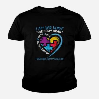 Mom Dad Puzzle I Wear Blue For My Daughter Awareness Youth T-shirt | Crazezy AU