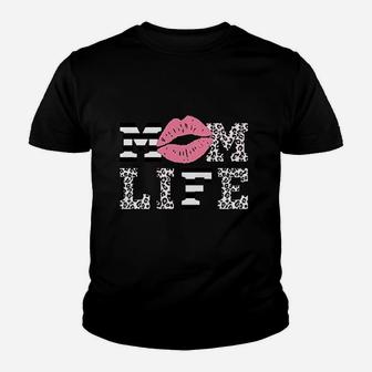 Mom Life Women Leopard Lips Youth T-shirt | Crazezy AU