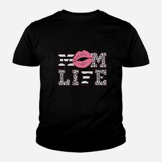 Mom Life Women Leopard Lips Youth T-shirt | Crazezy DE