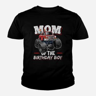 Mom Of The Birthday Boy Monster Truck Youth T-shirt | Crazezy UK