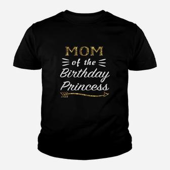 Mom Of The Birthday Princess Matching Family Gold Design Youth T-shirt | Crazezy DE
