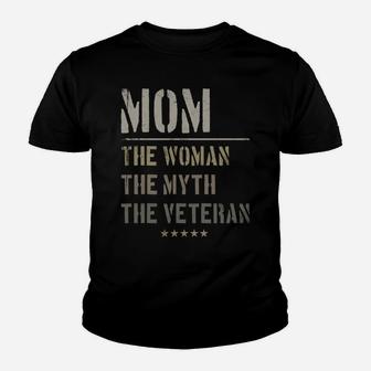 Mom The Woman Myth Veteran Military Mothers Day Gift Youth T-shirt | Crazezy