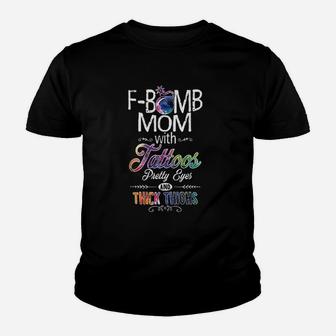 Mom With Tattoos Pretty Eyes Thick Thighs Youth T-shirt | Crazezy AU