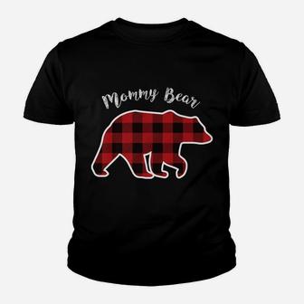 Mommy Bear | Women Red Plaid Christmas Pajama Family Gift Youth T-shirt | Crazezy