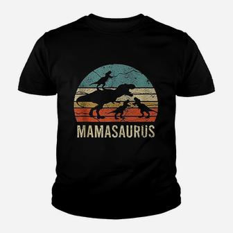 Mommy Mom Mama Dinosaur Funny 3 Three Kids Mamasaurus Gift Youth T-shirt | Crazezy DE