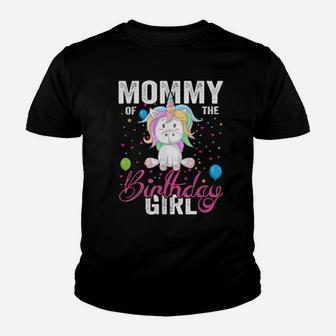 Mommy Of The Birthday Girl Cool Xmas Unicorn Youth T-shirt - Monsterry