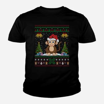 Monkeys Animal Lover Xmas Gift Ugly Monkey Christmas Sweatshirt Youth T-shirt | Crazezy DE