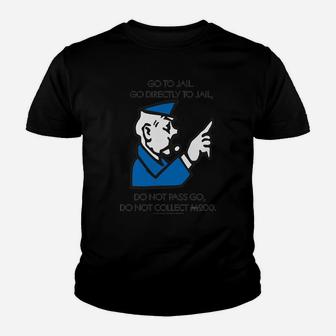 Monopoly Go Directly To Jail Youth T-shirt | Crazezy