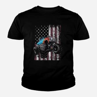Monster Truck American Flag Youth T-shirt | Crazezy DE