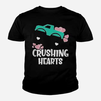 Monster Truck Matching Family Valentines Day Red Youth T-shirt - Monsterry