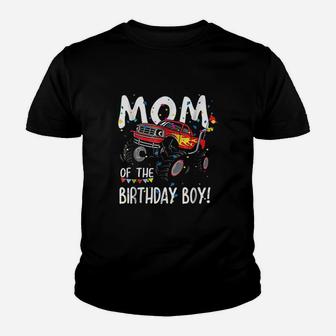 Monster Truck Party Mom Of Birthday Boy Youth T-shirt | Crazezy UK