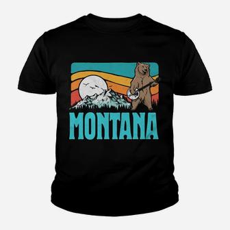 Montana Rocky Mountains Bluegrass Banjo Bear Funny Graphic Youth T-shirt | Crazezy UK