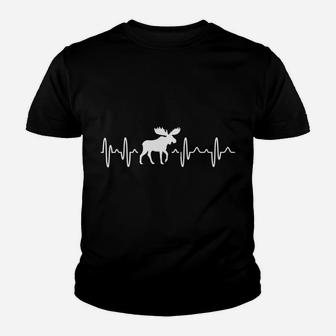 Moose Heartbeat For Moose Lovers Reindeer Stag Antler Youth T-shirt | Crazezy