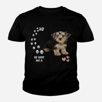 Morkshire Terrier Dog Mom Teacup Morkie Dad, Cute Morkie Youth T-shirt | Crazezy