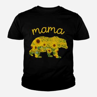 Mothers Day Christmas Floral Father Gift Mama Bear Sunflower Youth T-shirt | Crazezy DE
