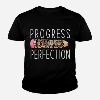 Motivational Progress Over Perfection Back To School Teacher Youth T-shirt | Crazezy CA