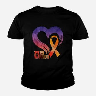 Ms Warrior Heart Multiple Sclerosis Awareness Month Youth T-shirt | Crazezy