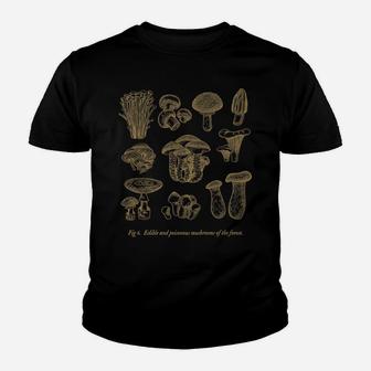 Mushrooms Foraging Forest Cottagecore Aesthetic Goblincore Youth T-shirt | Crazezy