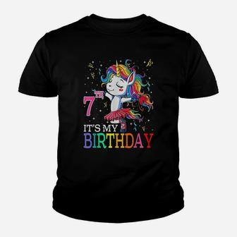 My 7Th Birthday Unicorn 7 Year Old Youth T-shirt | Crazezy