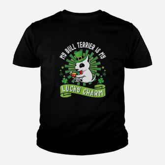 My Bull Terrier Dog Is My Lucky Charm Patrick Day Dad Mom Youth T-shirt - Monsterry DE
