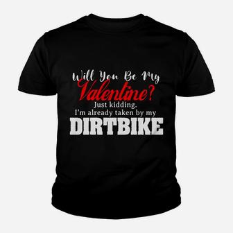 My Dirtbike Is My Valentine Brappy Valentines Day Youth T-shirt - Thegiftio