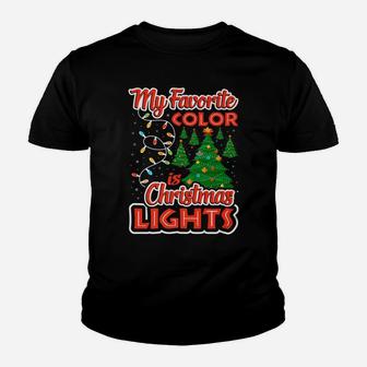 My Favorite Color Is Christmas Lights Santa Xmas Elves Gift Youth T-shirt | Crazezy DE