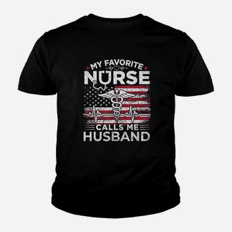 My Favorite Nurse Calls Me Husband Usa Flag Husband Gif Youth T-shirt | Crazezy DE