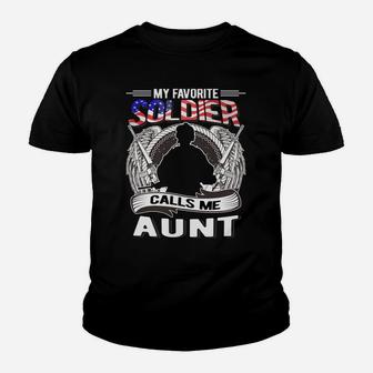 My Favorite Soldier Calls Me Aunt - Proud Army Auntie Gifts Youth T-shirt | Crazezy