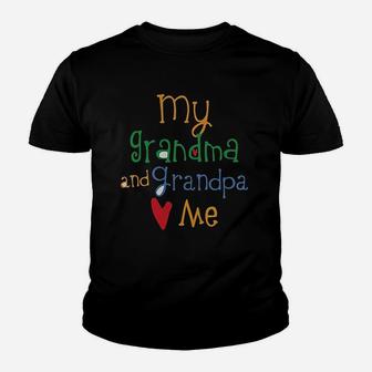 My Grandpa And Grandma Loves Me Grandparents Youth T-shirt | Crazezy