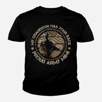 My Grandson Has Your Back Proud Army Mimi Military Family Youth T-shirt | Crazezy