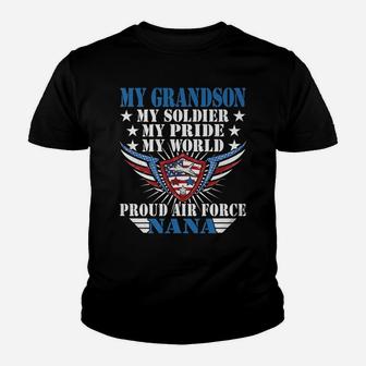 My Grandson Is A Soldier Airman Proud Air Force Nana Gift Youth T-shirt | Crazezy