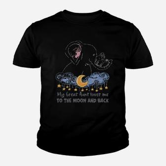 My Great Aunt Loves Me To The Moon And Back Elephant Youth T-shirt | Crazezy