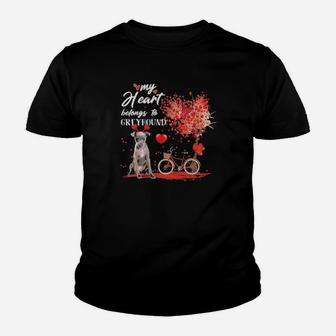 My Heart Belong To Greyhound Valentines Day Youth T-shirt - Monsterry AU