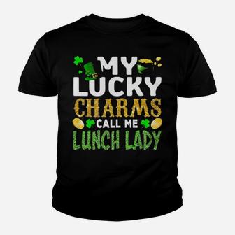 My Lucky Charms Call Me Lunch Lady St Patricks Day Shamrock Hat Golden Coin Irish Youth T-shirt - Monsterry