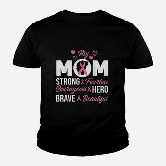 My Mom Pink Ribbon Warrior Inspirational Youth T-shirt | Crazezy