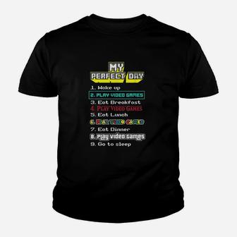 My Perfect Day Play Video Games Youth T-shirt | Crazezy CA