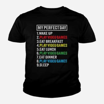 My Perfect Day Video Games T-Shirt Funny Cool Gamer Tee Gift Youth T-shirt | Crazezy