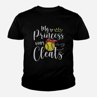 My Princess Wears Cleats Baseball Softball Youth T-shirt | Crazezy