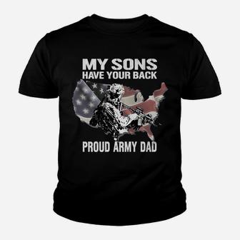 My Sons Have Your Back - Proud Army Dad Military Father Gift Youth T-shirt | Crazezy