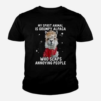 My Spirit Animal Is Grumpy Alpaca Who Slaps Annoying People Youth T-shirt | Crazezy