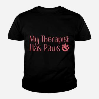 My Therapist Has Paws Funny Dog Cat Lovers Sayings Youth T-shirt | Crazezy AU