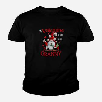 My Valentine Calls Me Granny Valentine's Day Mom Wife Gnome Youth T-shirt - Monsterry
