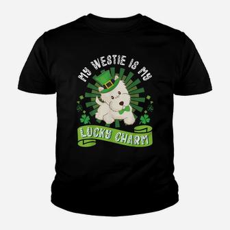 My Westie Dog Is My Lucky Charm Happy St Patrick Day Dad Mom Youth T-shirt | Crazezy AU