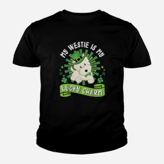 My Westie Dog Is My Lucky Charm Happy St Patrick Day Dad Mom Youth T-shirt - Monsterry