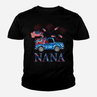 Nana Flower Truck American Flag 4Th July Independence Day Youth T-shirt | Crazezy